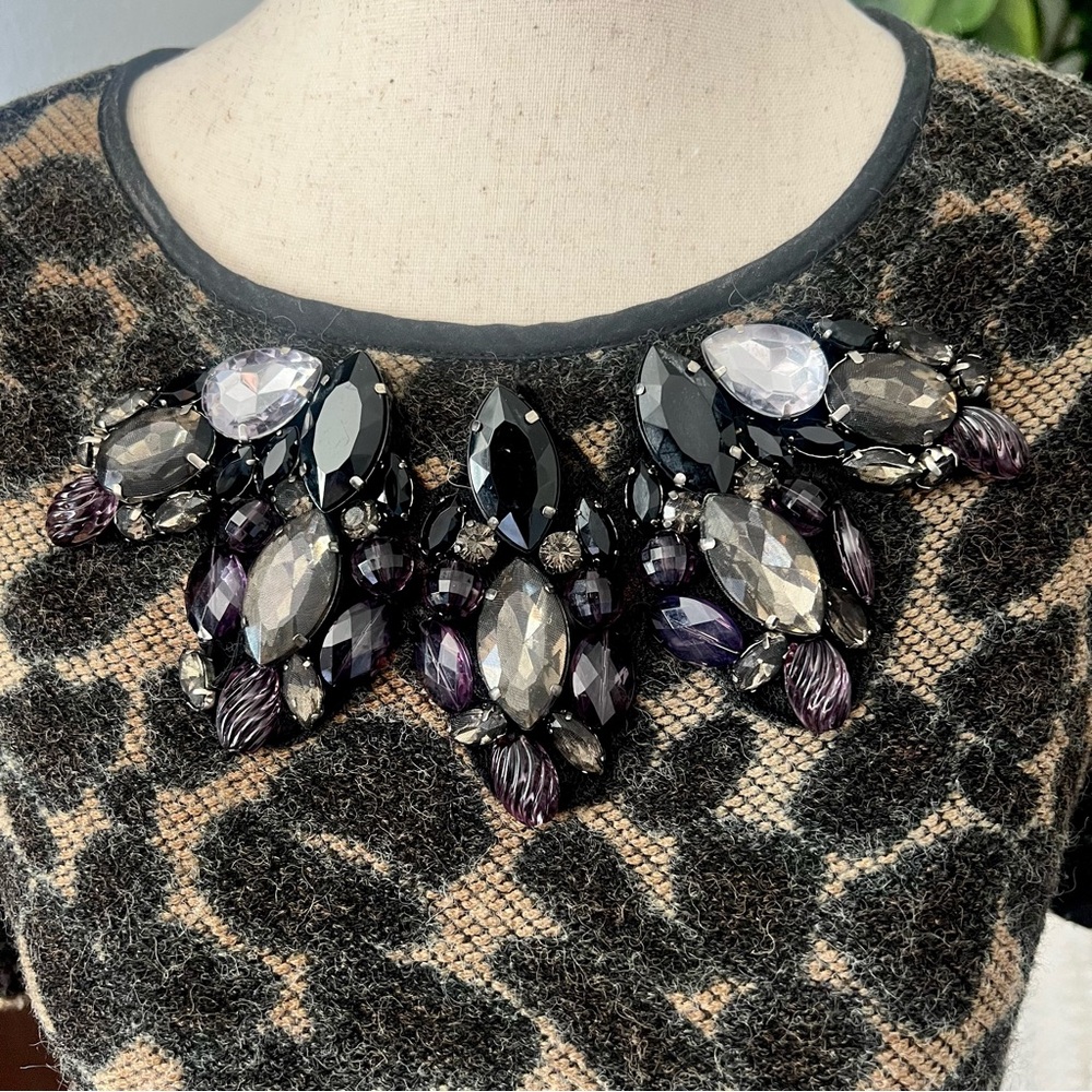 Warehouse Statement Neckline Leopard-Print Top - image 3